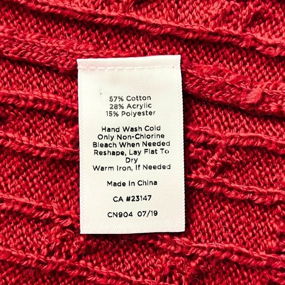 Talbots Cable Knit Red Sweater 2XP Plus Petite Cotton Blend Classic Crewneck Top - Picture 7 of 9